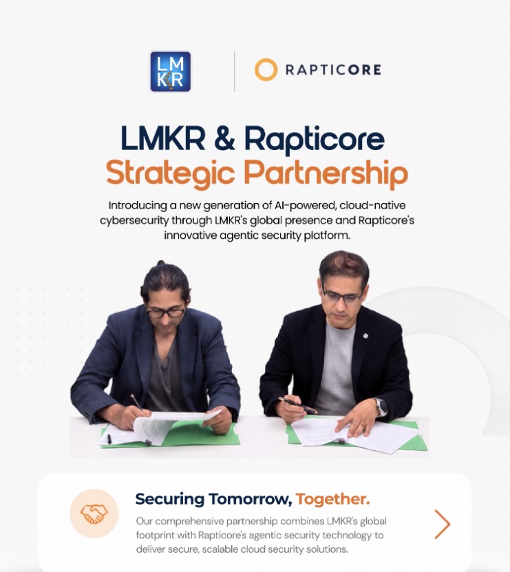 LMKR and Rapticore strategic partnership announcement, with the agreement being signed.